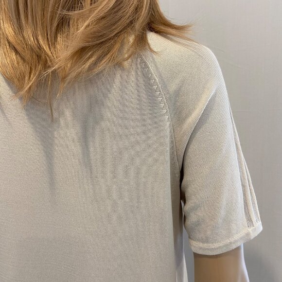 Adidas Womens cream Knit T-Shirt Dress With Sheer Stripe Detail & Short Sleeves - Picture 6 of 16